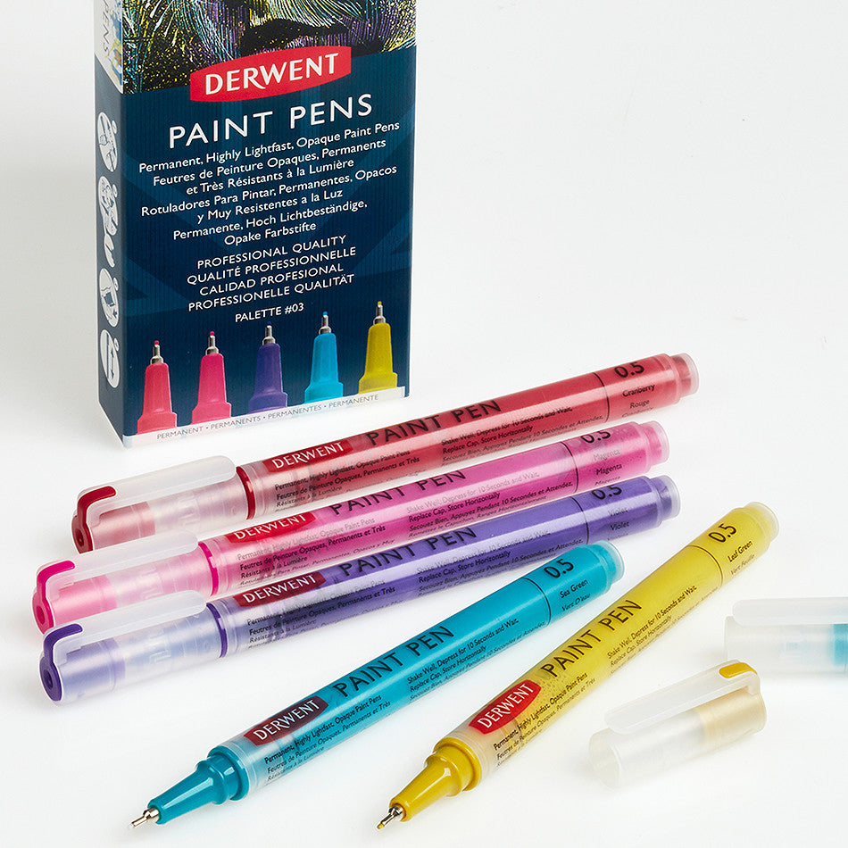 Derwent Paint Pen Palette #03 - 12 Vibrant Watercolor Markers for Artists & Crafters | Perfect for Sketching, Scrapbooking & DIY Projects