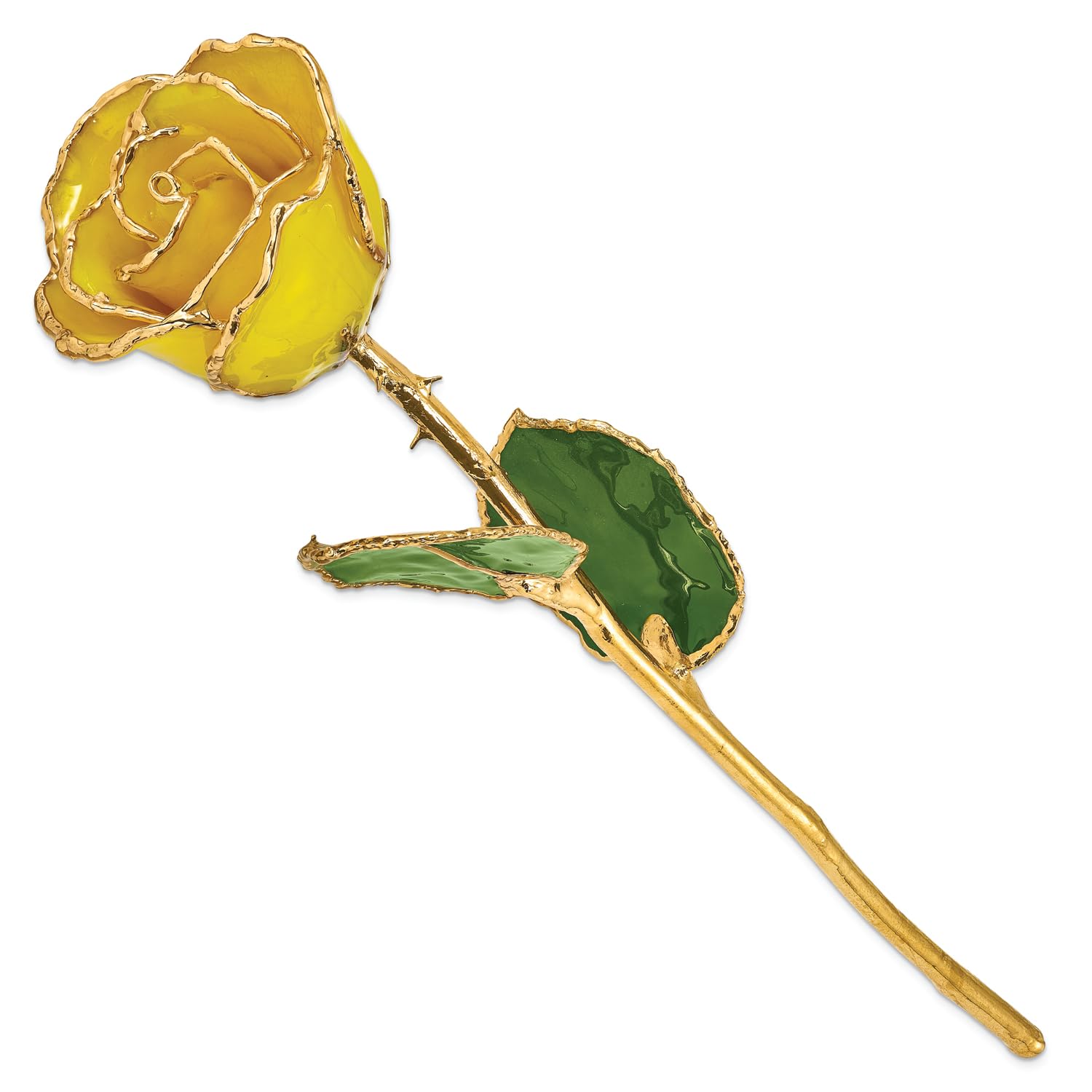 24K Gold Dipped Real Yellow Rose - 11 Inch Preserved Flower for Anniversary Gifts, Wedding Decor & Home Luxury Decorations