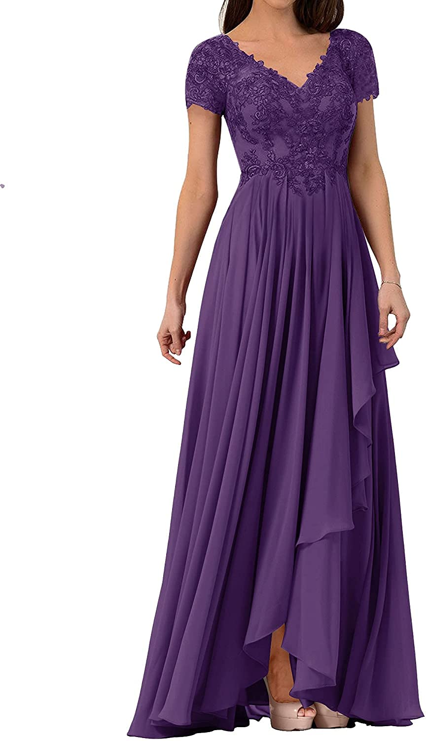 Elegant Mother of The Bride Dresses - Lace & Chiffon Formal Evening Gown with V-Neck for Wedding Guest | Perfect for Weddings, Receptions & Special Occasions