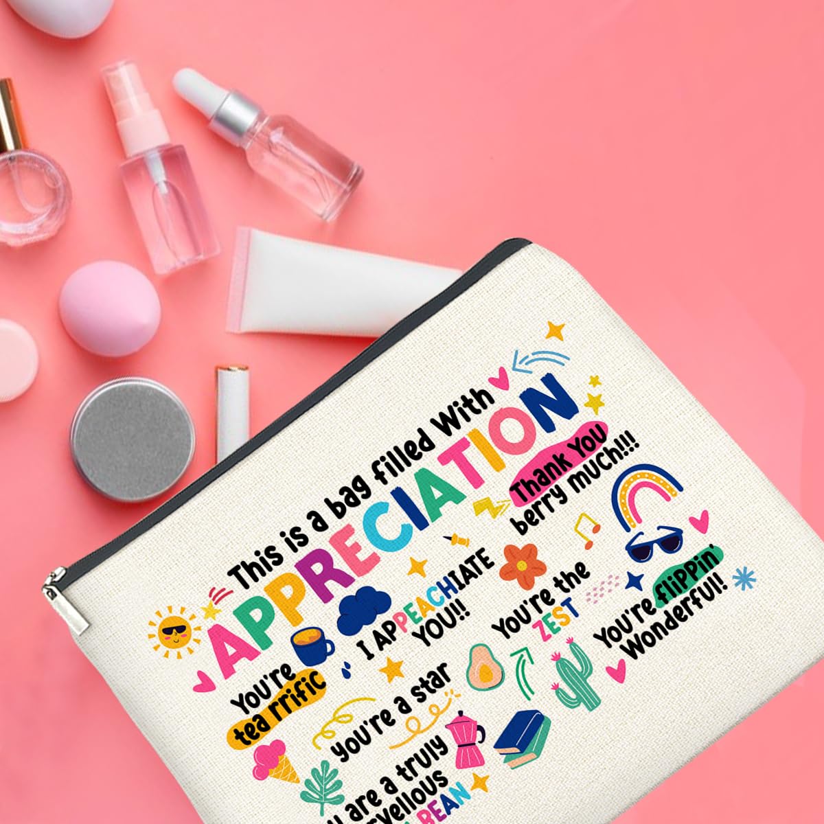 **Teacher Appreciation Gifts - Inspirational Makeup Bag for Women, Christmas & Birthday Gifts for Teachers - Cosmetic Pouch with Zipper (Perfect for Travel, School, or Daily Use)**