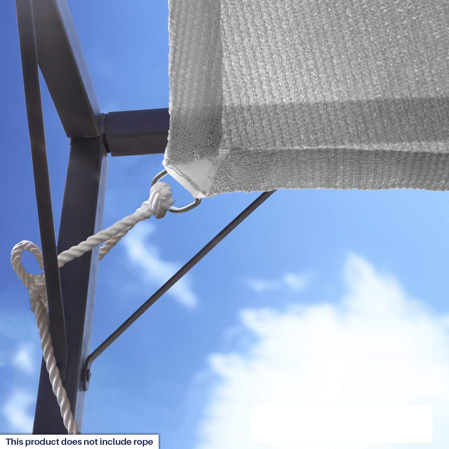 6' x 7' UV Block Sun Shade Sail Canopy Cover with Grommets & D-Rings - Light Gray Outdoor Straight Edge Sun Protection for Pergola, Backyard, Patio - Perfect for Shading Play Areas, Poolside Lounging and Garden Relaxation