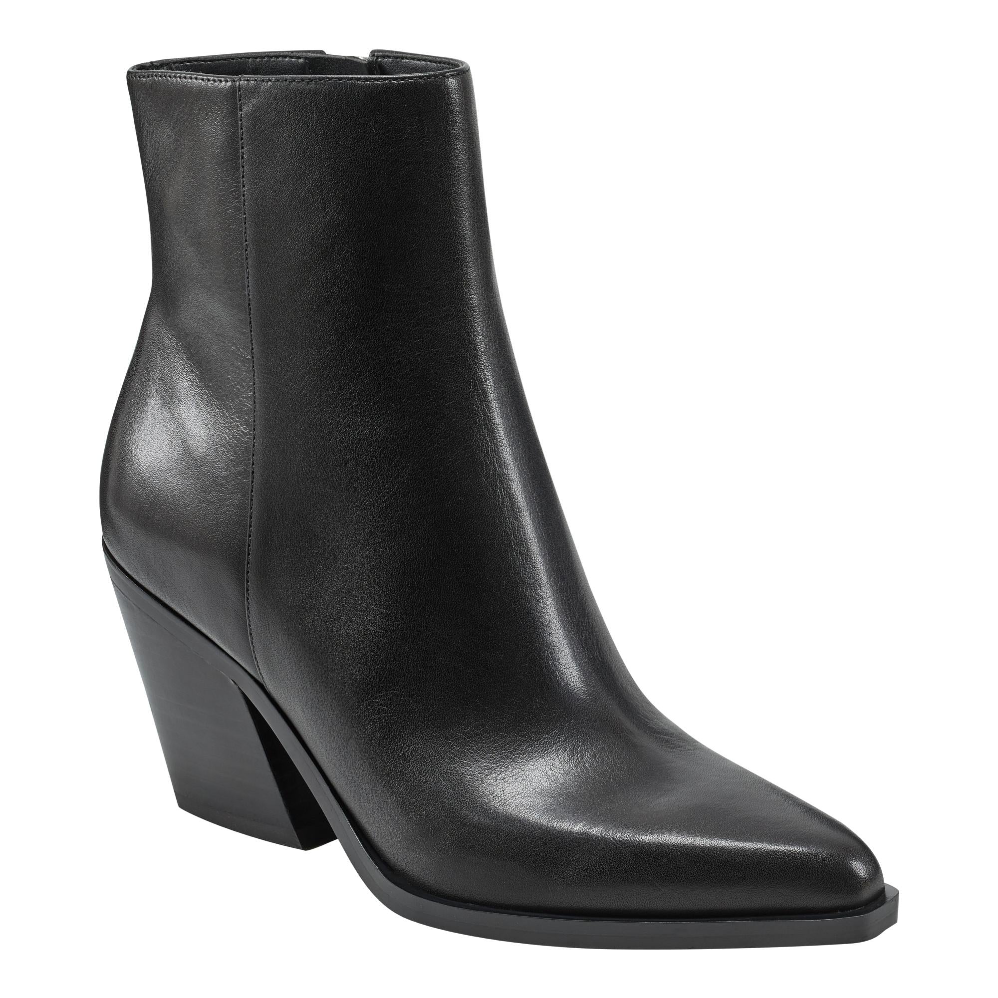 Marc Fisher Ltd Women's Fabina Black Leather Ankle Boots - Stylish & Comfortable for Work, Date Night & Fall Fashion