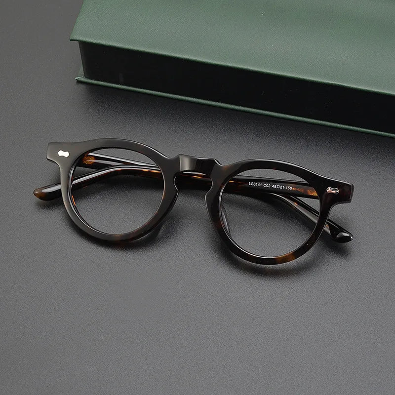 CCspace Unisex Full Rim Round Acetate Eyeglasses 57331 - Stylish & Lightweight Frame for Men & Women - Perfect for Reading, Work & Fashion Accessories