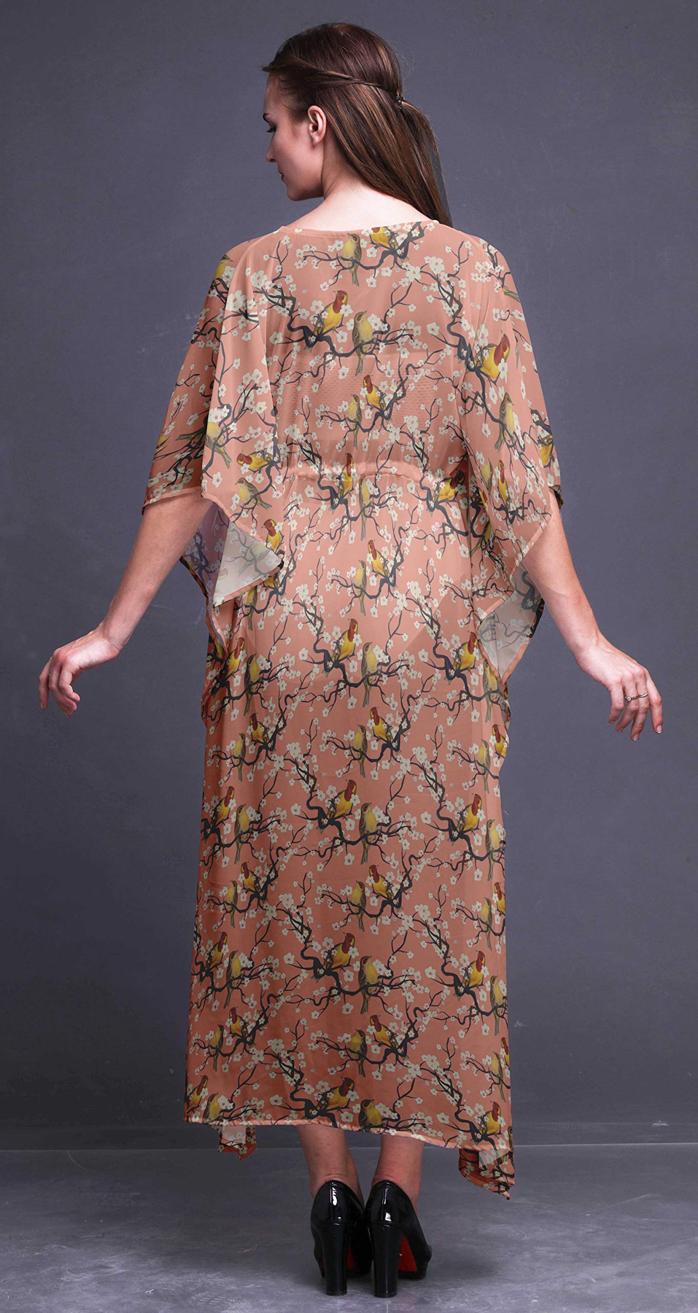 Bimba Beach Kaftan - Women's Long Bikini Cover Up Maxi Dress, Summer Kimono Style Caftan for Pool, Vacation & Boho Fashion