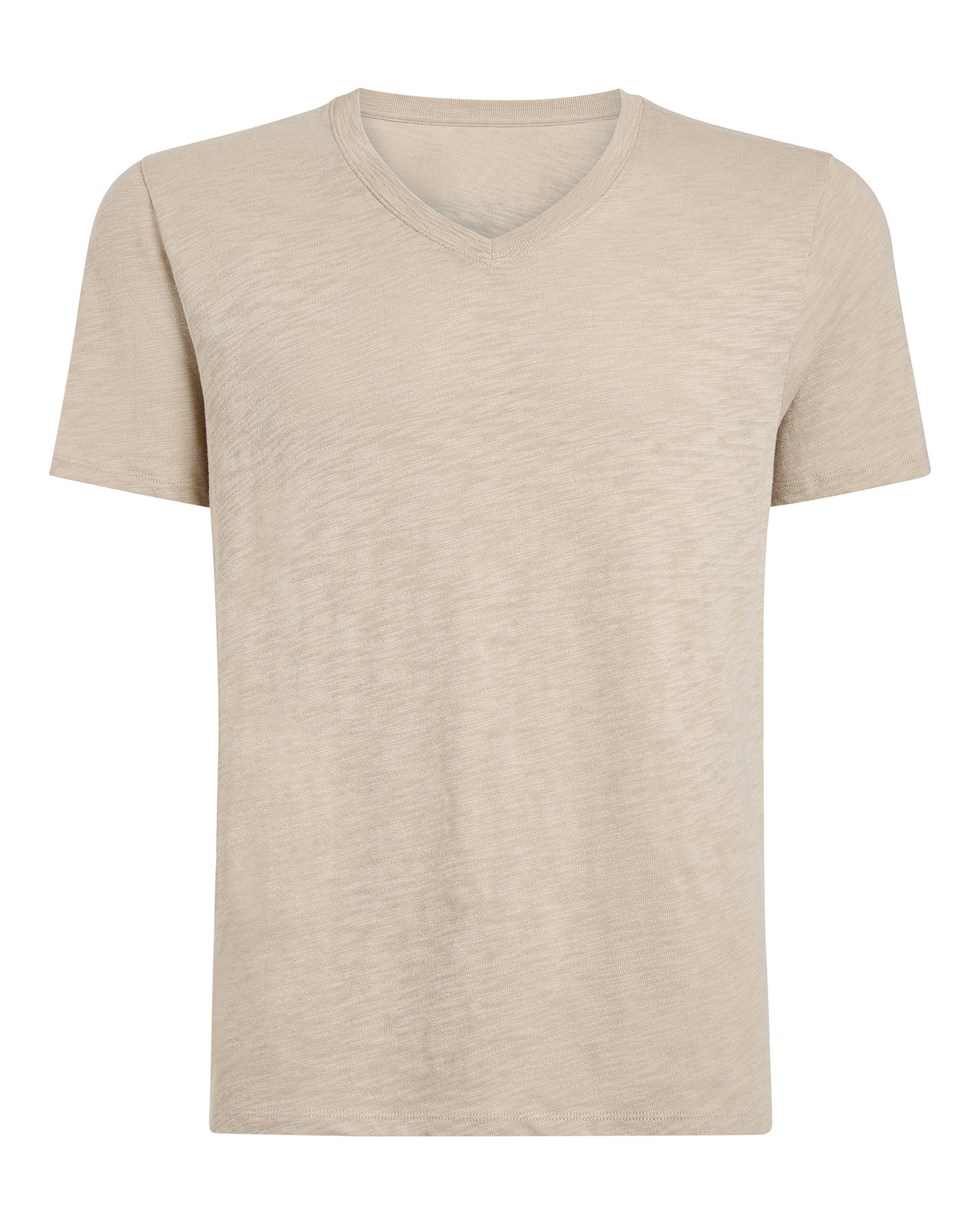 Slub Jersey V Neck Tee for Women - Soft Casual T-Shirt in Dune Color | Perfect for Everyday Wear, Layering & Summer Outfits