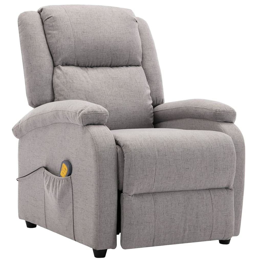 vidaXL Adjustable Massage Chair with Vibrating Points - Reclining Fabric Recliner with Comfortable Upholstered Seat, Automatic Backrest & Footrest Adjustment, Side Pocket - Easy Assembly for Home, Office & Relaxation