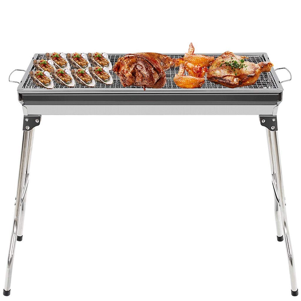 Portable Stainless Steel Charcoal BBQ Grill - Outdoor Tabletop Cooking Grill for Camping, Picnics & Backyard Parties