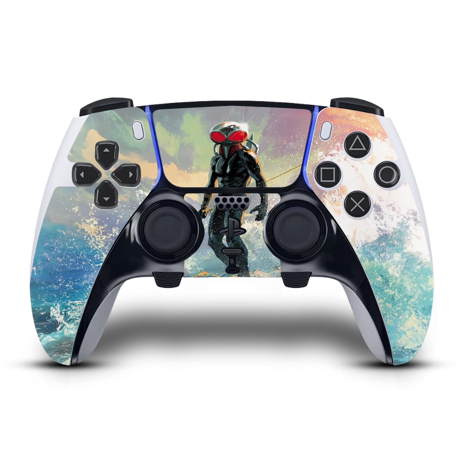 Official Aquaman DC Comics Black Manta Comic Book Cover Vinyl Skin Gaming Sticker Decal for Sony PlayStation 5 PS5 DualSense Edge Controller - Waterproof Protective Wrap for Gamers & Collectors
