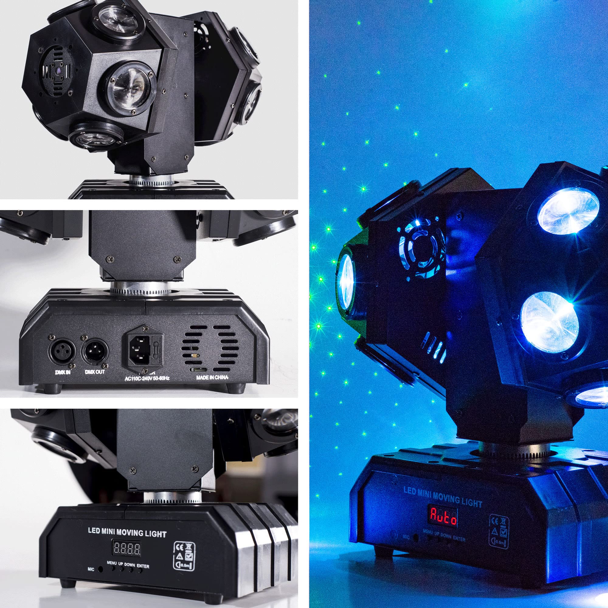 Professional Moving Head DJ Light - 360° Rotating Beam LED Stage Lighting with Sound Activation & DMX512 Control for DJ, KTV, Disco, Wedding, Concert, Festival - Perfect for Nightclubs, Live Shows, and Event Uplighting