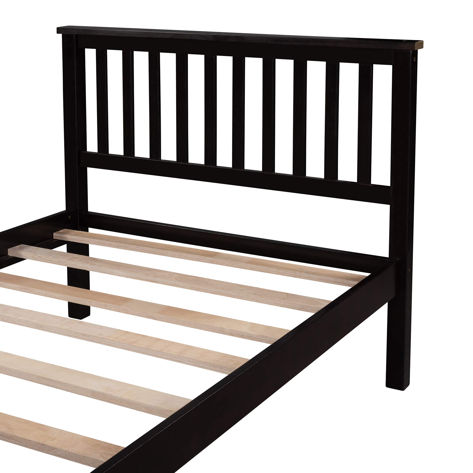 Merax Twin Size Platform Bed Frame with Headboard & Footboard - Wood Slat Support, No Box Spring Needed - Espresso Finish - Perfect for Small Bedrooms, Guest Rooms & Dorm Rooms