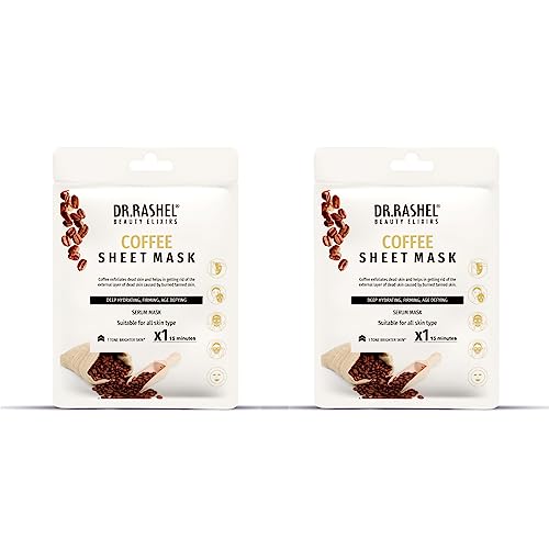 DR.RASHEL Coffee Face Sheet Mask with Serum for Women & Men - All Skin Types | Deep Cleansing, Oil Control & Hydration | Repairing & Nourishing Mask for Soft, Healthy Skin | Paraben-Free | Pack of 2 (20g Each) | Perfect for Daily Skincare, Spa Day & Travel Essentials