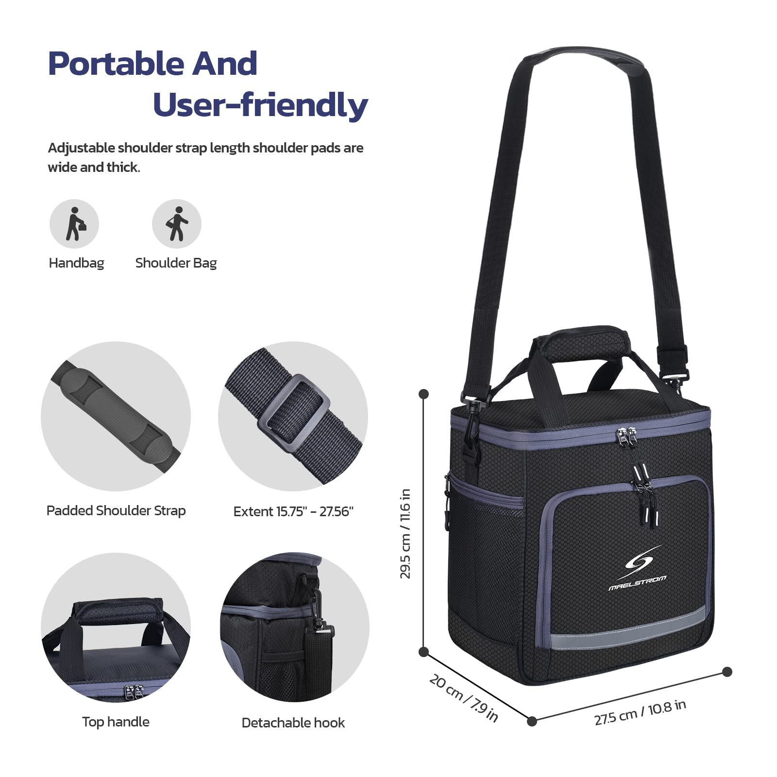 **Insulated Leakproof Lunch Box for Men & Women - Maelstrom Cooler Lunch Bag for Work, Office, School & Picnics**