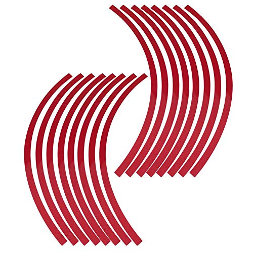 Reflective Wheel Decals for Cars & Motorcycles - Universal Reflective Pinstripe Tape Sticker, 6 Colors (Bright Red) - Enhance Night Visibility & Safety for Road Trips, Commuting & Cycling
