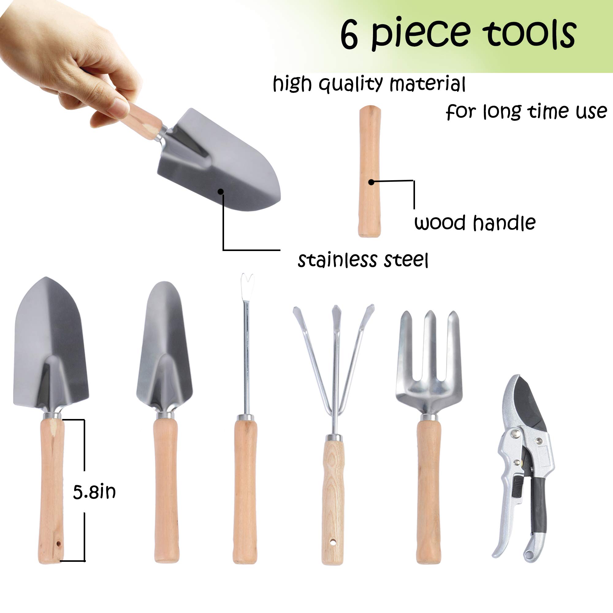 **LUCKYERMORE 9-Piece Heavy Duty Garden Tool Set with Ergonomic Wooden Handle & Detachable Tool Kit – Sturdy Gardening Stool for Planting, Weeding, and Landscaping**    *(Ideal for Home Gardens, Backyard Landscaping, and Outdoor Planting Projects)*
