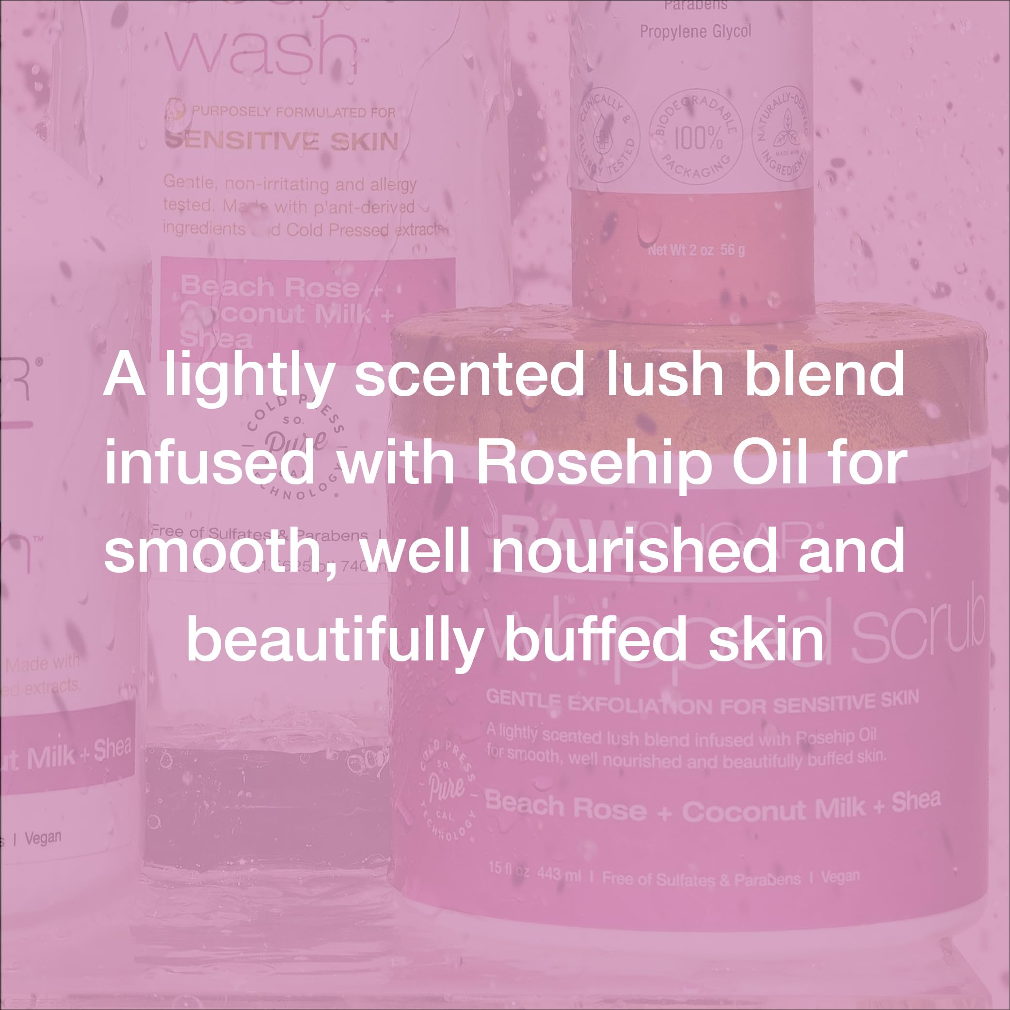 **Raw Sugar Beach Rose & Coconut Milk Shea Body Love Bundle - Sensitive Skin Body Wash, Body Scrub & Deodorant | Sulfate-Free, Paraben-Free, Clean Ingredients | Perfect for Spa Day & Beach Getaways**
