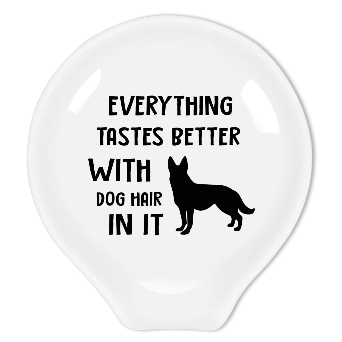 Funny Coffee Quote Black and White Ceramic Spoon Rest - Coffee Bar Decor for Home & Office - Perfect Coffee Lover Gift for Women & Men - Ideal for Coffee Stations, Kitchens, and Gift Giving (Dog Hair German2)