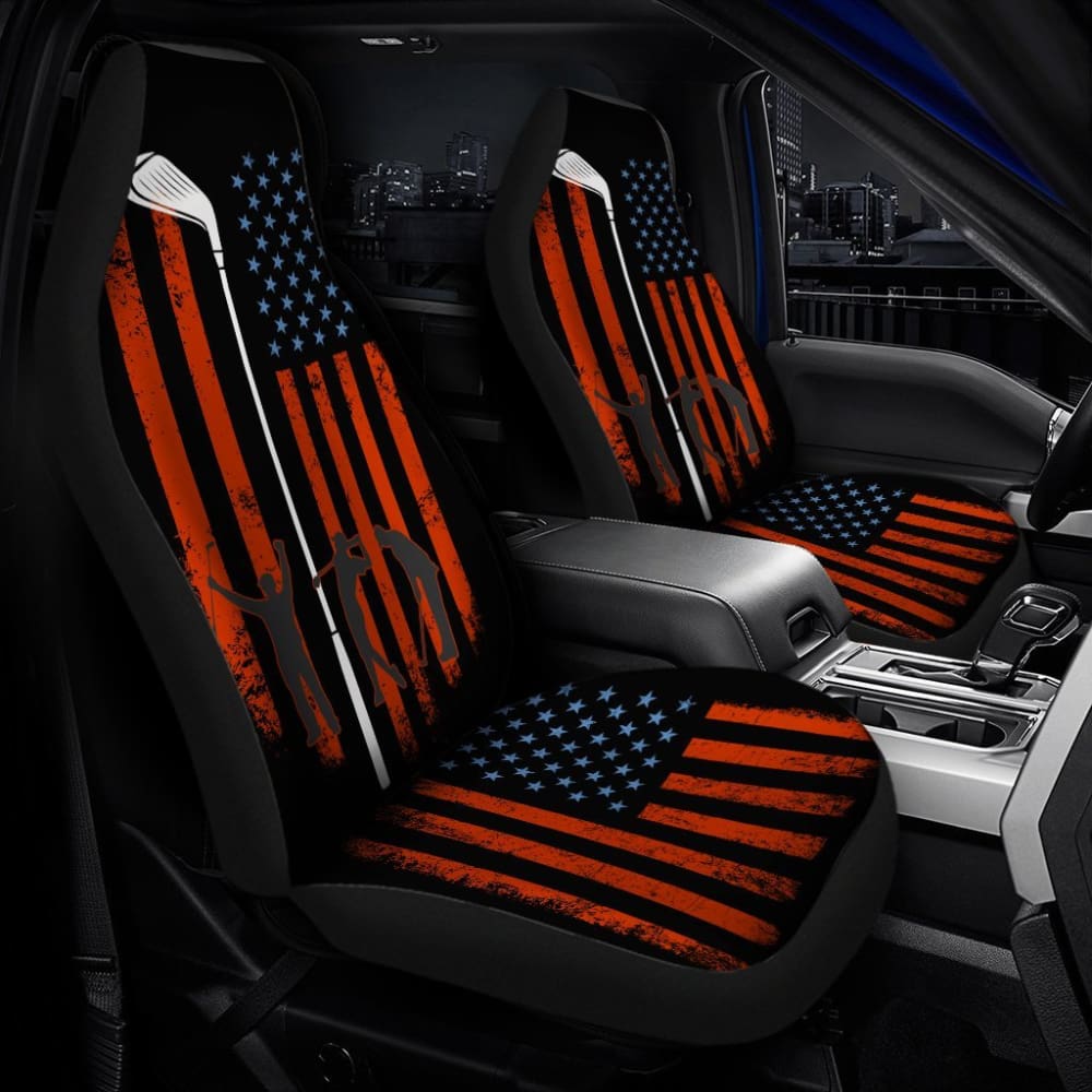 USA Flag Golf Club Car Seat Covers - Patriotic Car Accessories for Golf Enthusiasts | Perfect for Golf Tournaments, 4th of July & Tailgating