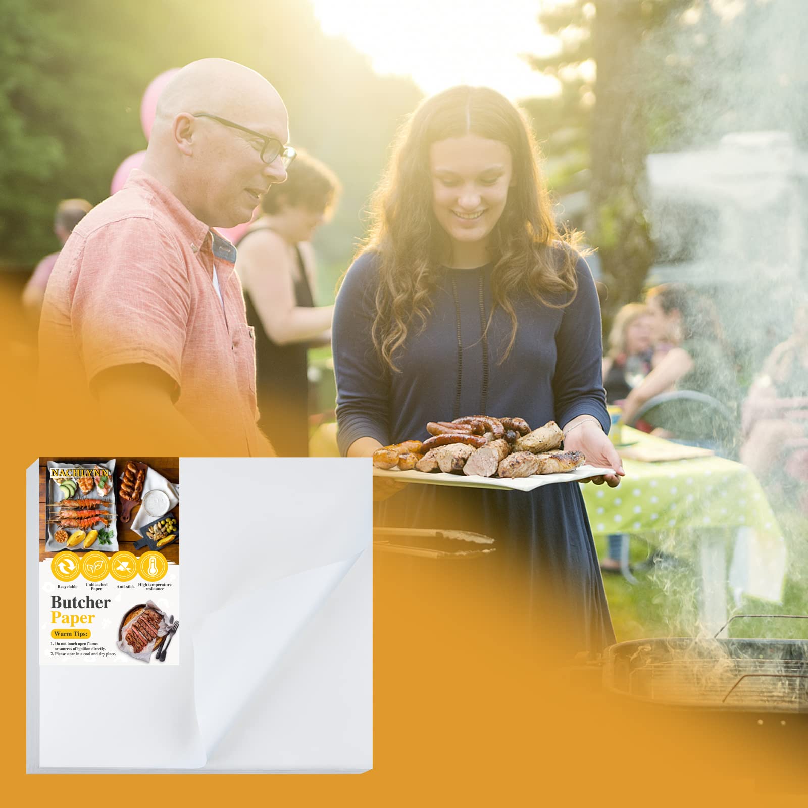 70-Pack White Butcher Paper for Sublimation - 12x12 Inch Precut Meat Wrapping Sheets, Wax-Free & Disposable - Perfect for Heat Press, BBQ, Meat Packaging & Craft Projects