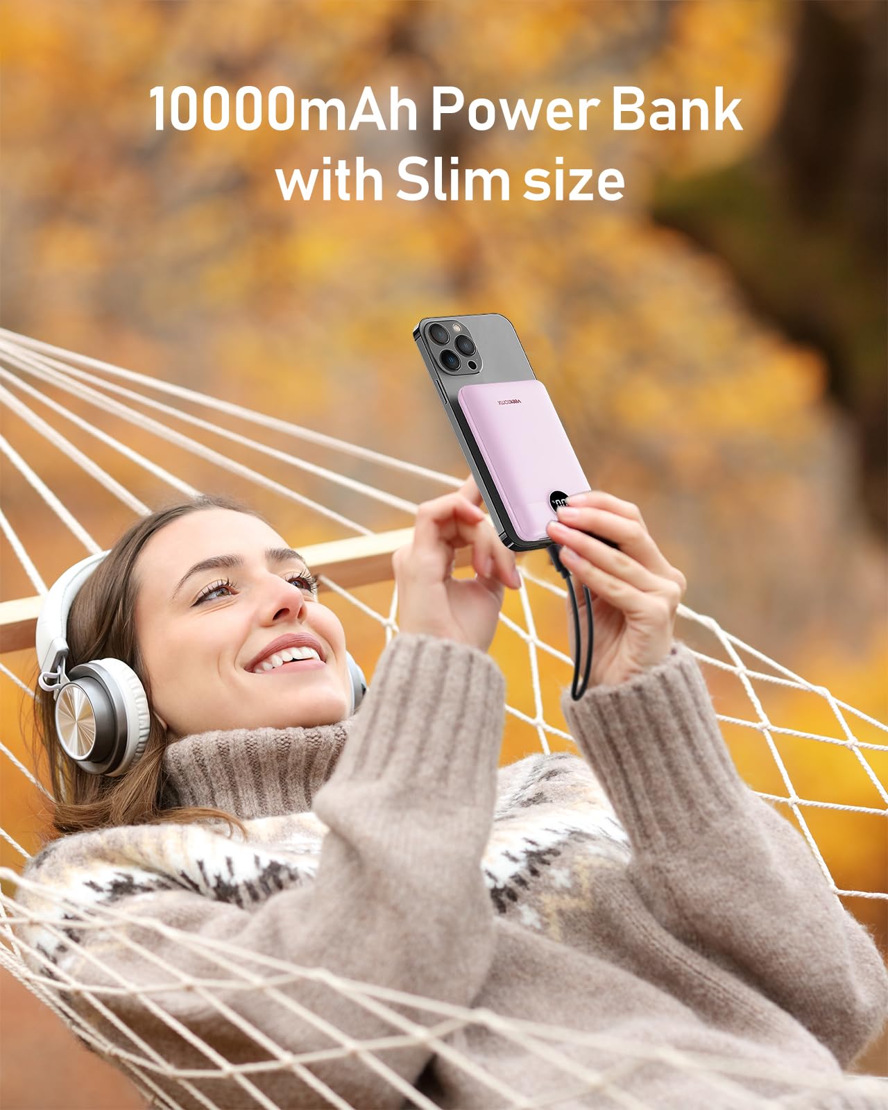 VEEKTOMX 10000mAh Mini Power Bank - Ultra Slim Portable Charger with 22.5W PD Fast Charging, USB C Power Bank for iPhone 15/14/13, Samsung Galaxy & Android Devices | Perfect for Travel, Camping & Emergency Charging