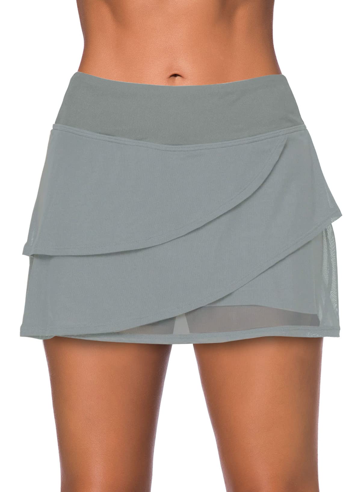 Aleumdr Women's Ruffle Swimdress with Waistband - Layered Swim Skirt Bottom for Beach, Pool & Vacation | Flattering Swimwear Cover Up