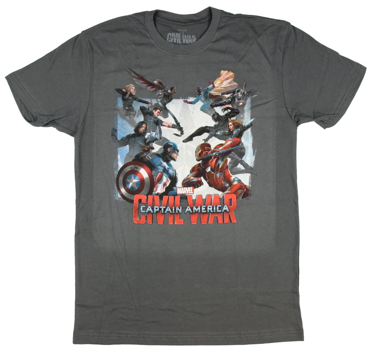 Captain America Men's Civil War Clash Graphic Fitted T-Shirt | Marvel Superhero Cotton Tee for Cosplay & Comic Con