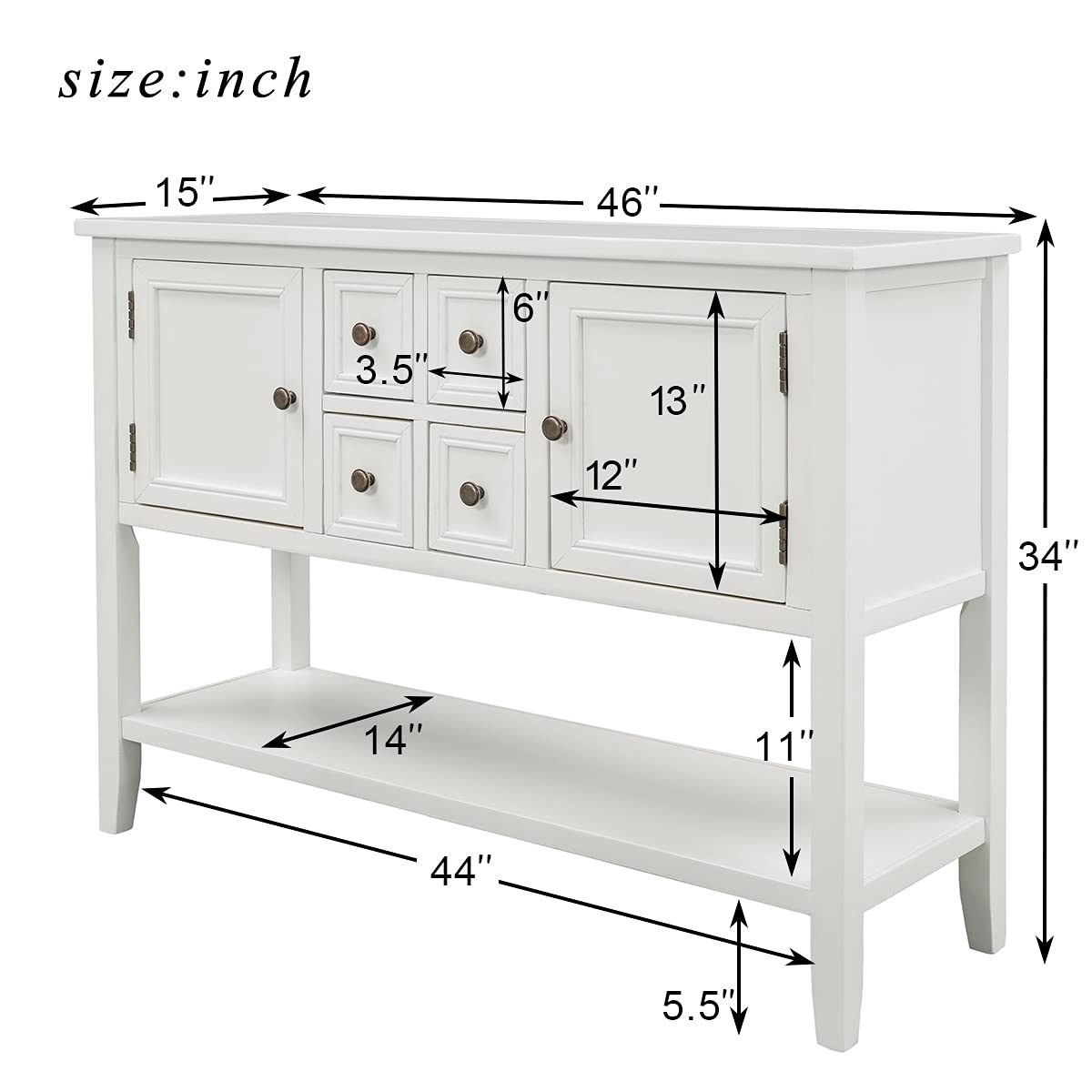 Farmhouse Console Table with Drawer - Rustic Sideboard Buffet Cabinet with Storage for Living Room & Kitchen | Entryway Organizer, Hallway Decor, Dining Room Storage Solution