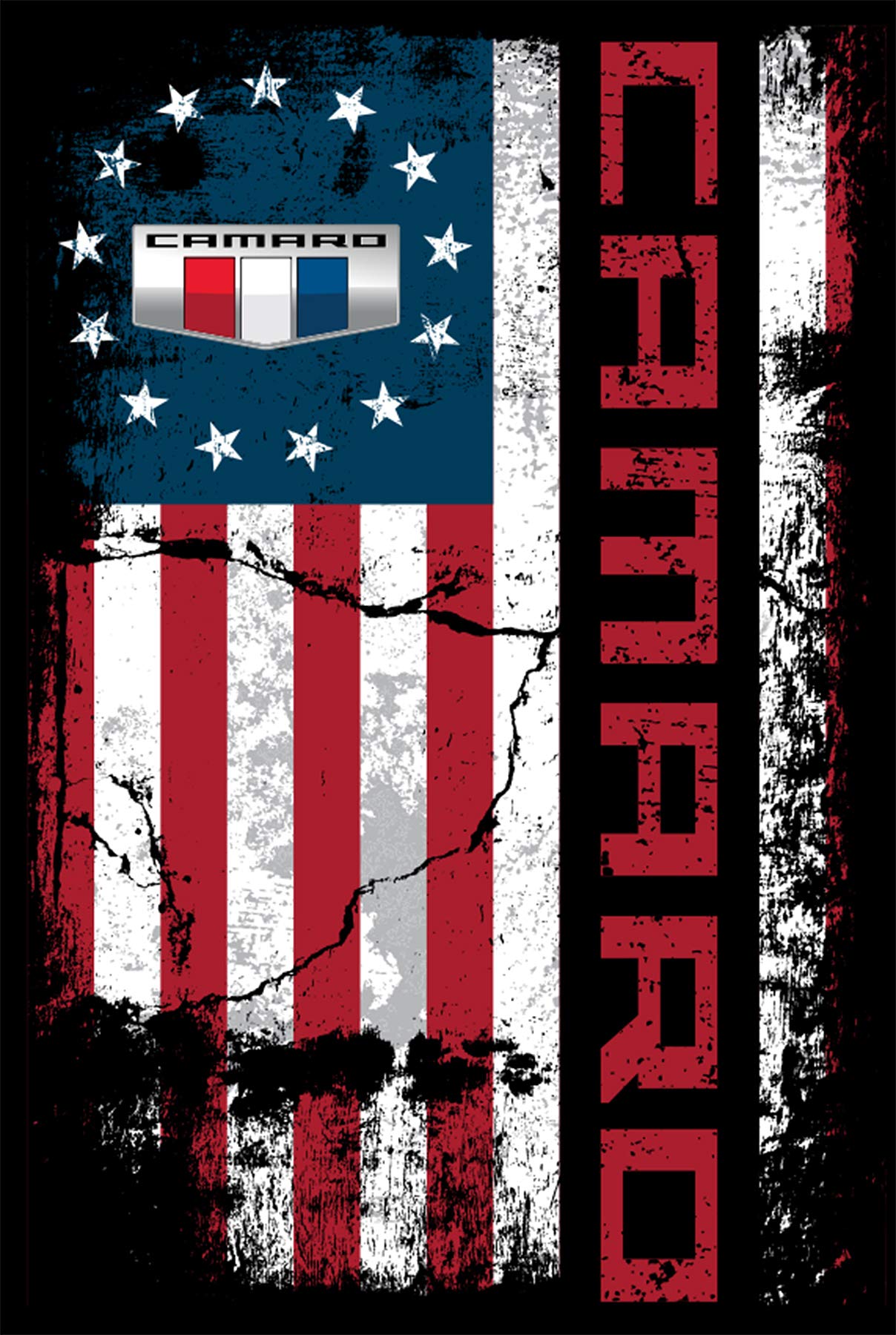 JH DESIGN GROUP Men's Chevy Camaro Hoodie - USA Flag Print 2-Sided Pullover Sweatshirt for Casual Wear & Car Enthusiasts