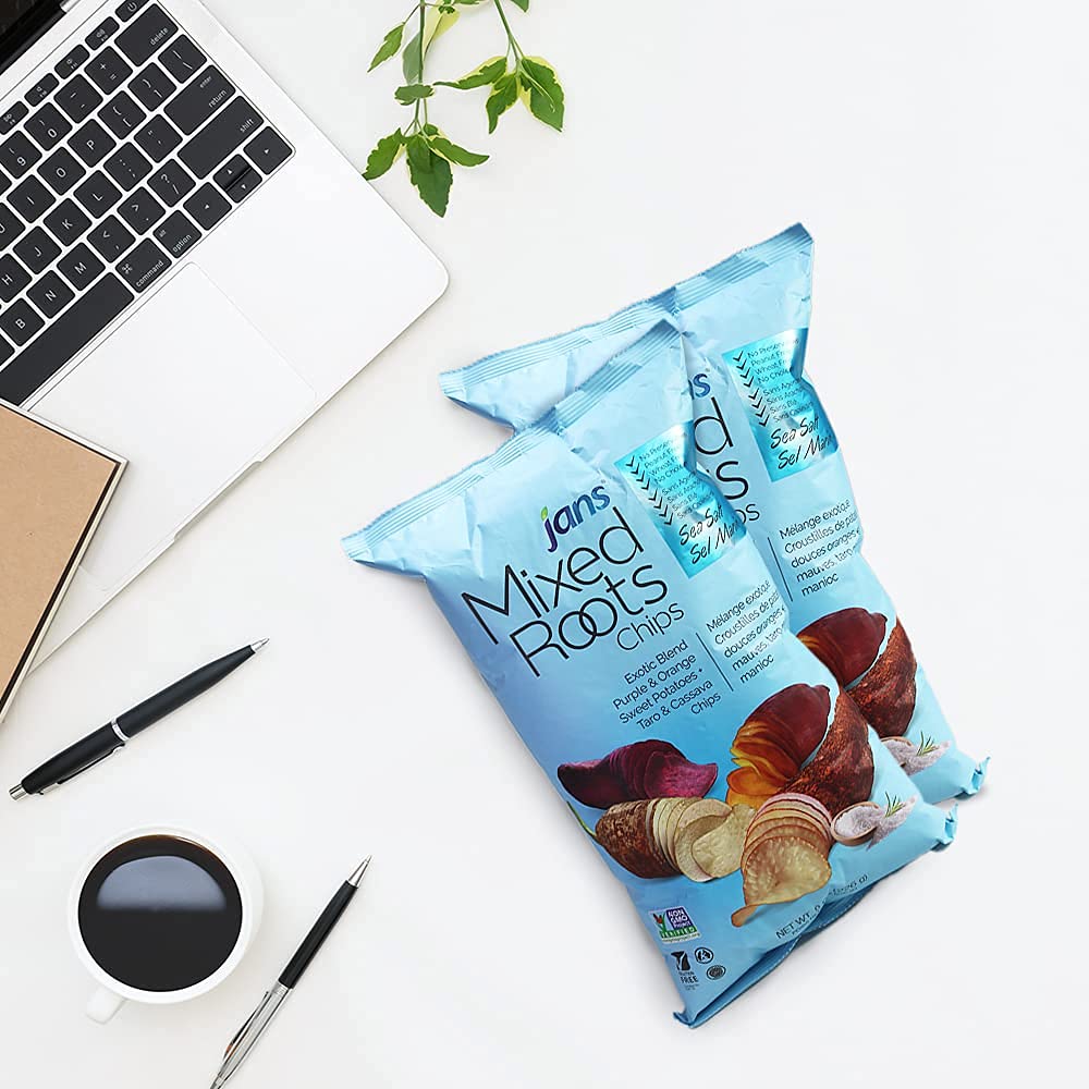 Mixed Roots All Natural Vegetable Chips - Sea Salt Flavor, 8oz | Gluten-Free, Vegan Snacks for Parties, Healthy On-The-Go Food, School Lunch & Movie Night Treats