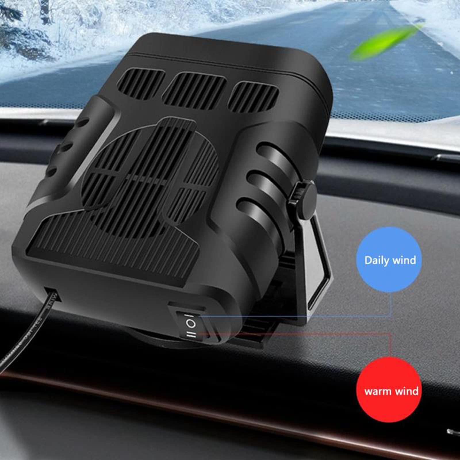 12V/24V Electric Car Heater & Defroster - Portable Vehicle Heating & Cooling Fan with Windshield Defogging - Perfect for Winter Driving, Camping & Road Trips
