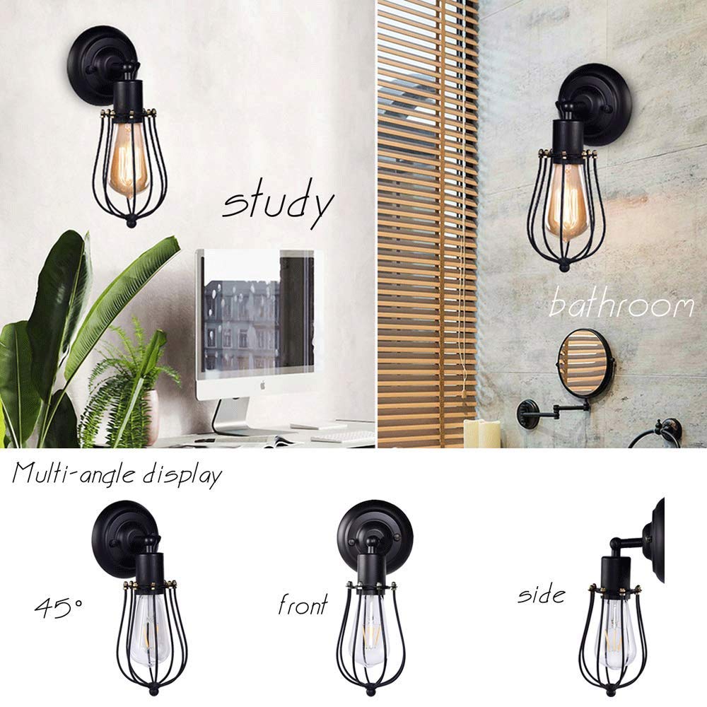 Vintage Industrial Wall Sconce - Single Head Edison Bulb Reading Light for Restaurant, Bar, Balcony & Hallway | Classic Metal Wall Lamp with Artistic Shadow Effect | Perfect for Ambient Lighting in Cafes, Bedrooms & Entryways