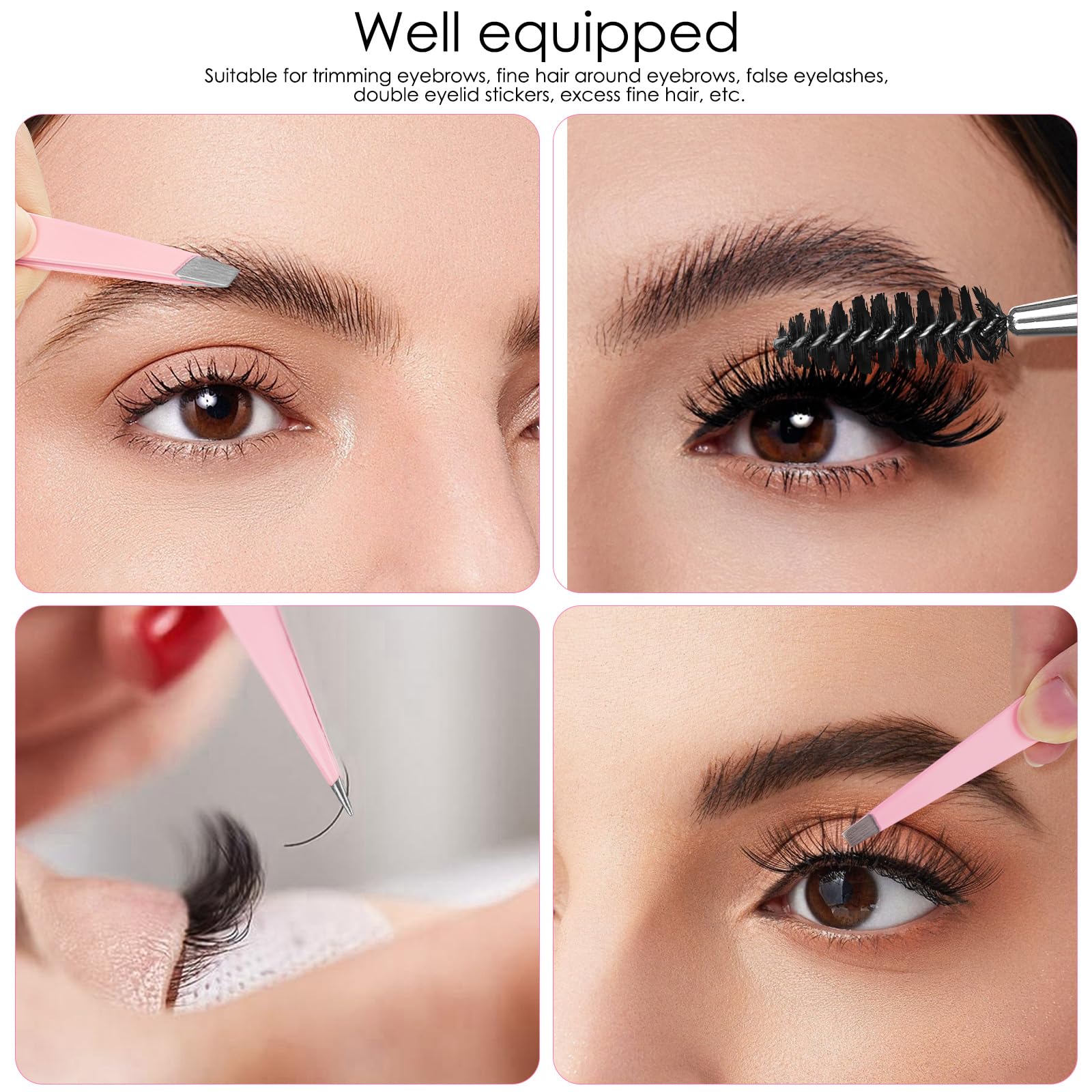 Premium Tweezers Set for Eyelash Extensions - Professional False Eyelash Glue Holders & Pink Eyelash Ruler for Precise Measuring - Ideal for Salon, Home Use & DIY Lash Artists