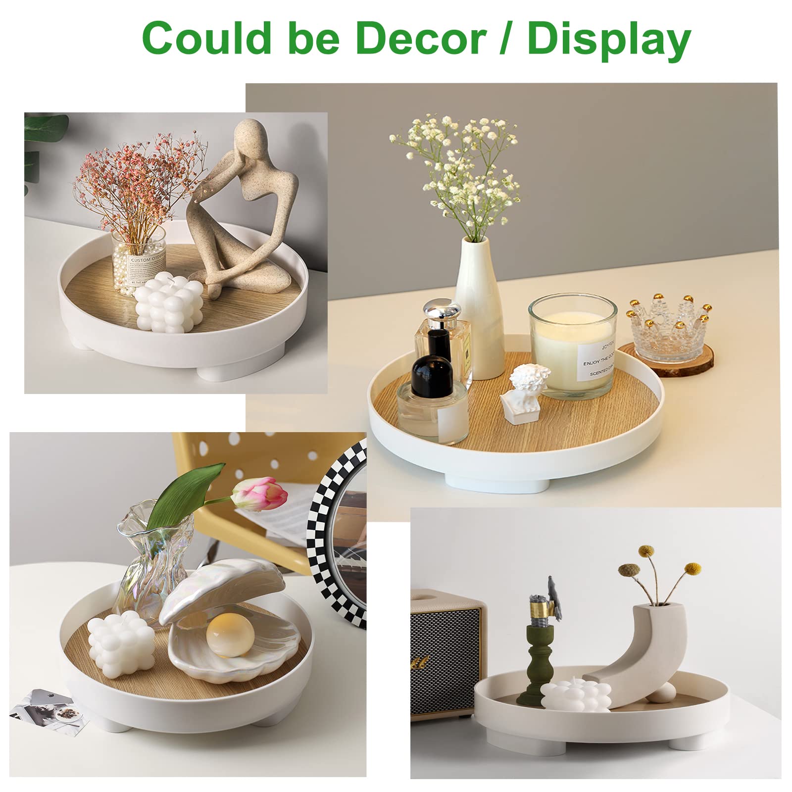 Round Tray for Makeup & Perfume Organizer | Multipurpose Vanity Dresser Tray | Home Storage & Decor | Perfect for Bathroom Counter, Bedroom Dresser & Office Desk Organization