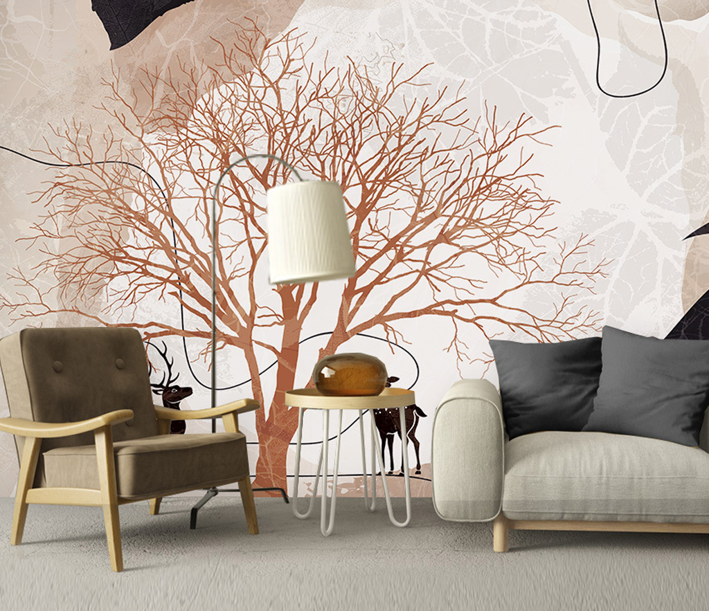 Abstract Tree Wallpaper Murals - Peel and Stick Wall Decals for Living Room, Bedroom & Office | Modern Nature-Inspired Home Decor | Easy to Install & Removable
