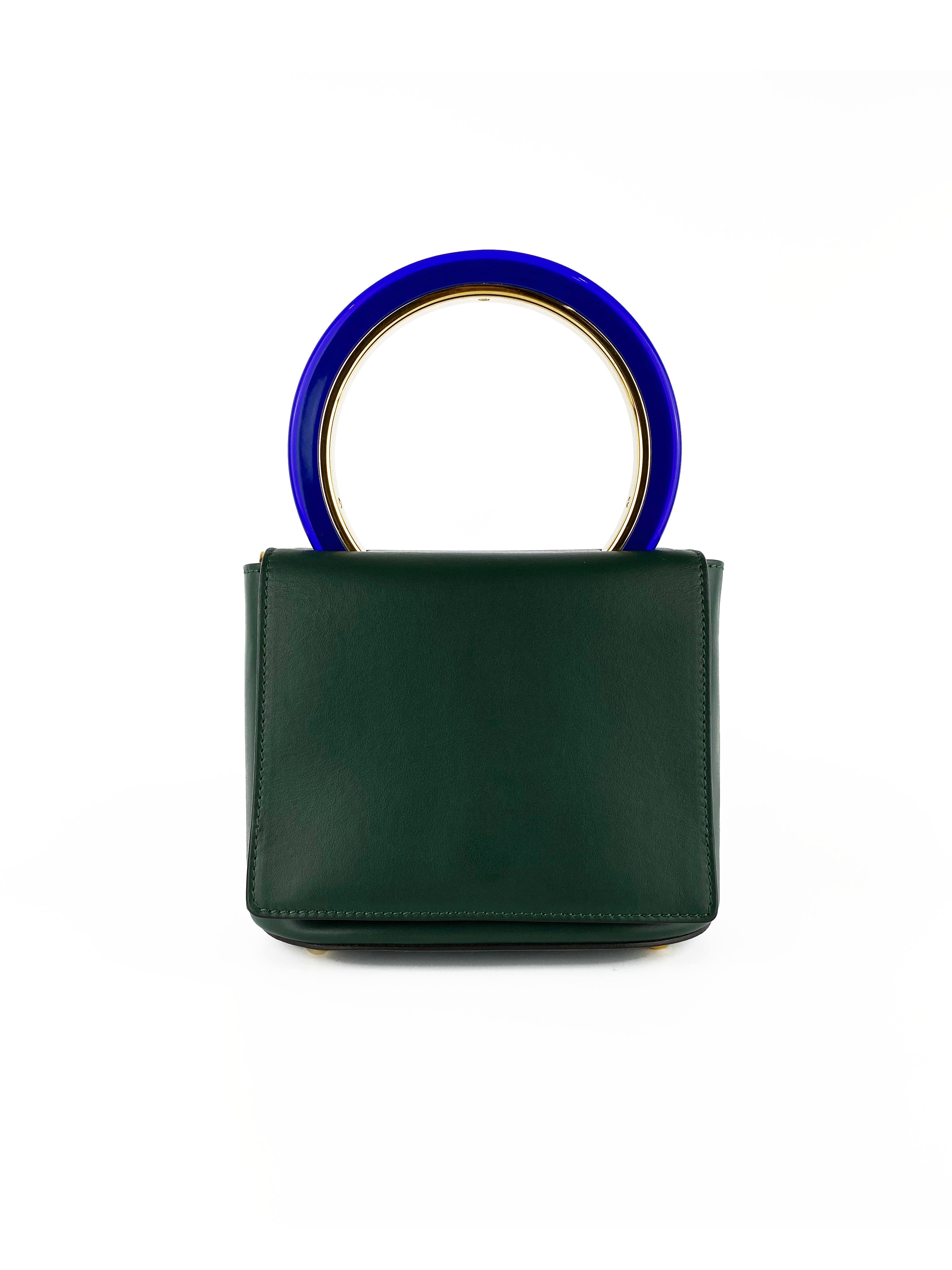 Marni Pannier Leather Crossbody Bag in Forest Green | Luxury Designer Handbag for Women | Perfect for Work, Travel & Everyday Use