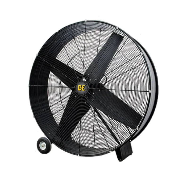 42 Inch High-Velocity Drum Fan with Wheels - 15,400 CFM Cooling Power for Warehouses, Garages, and Outdoor Events