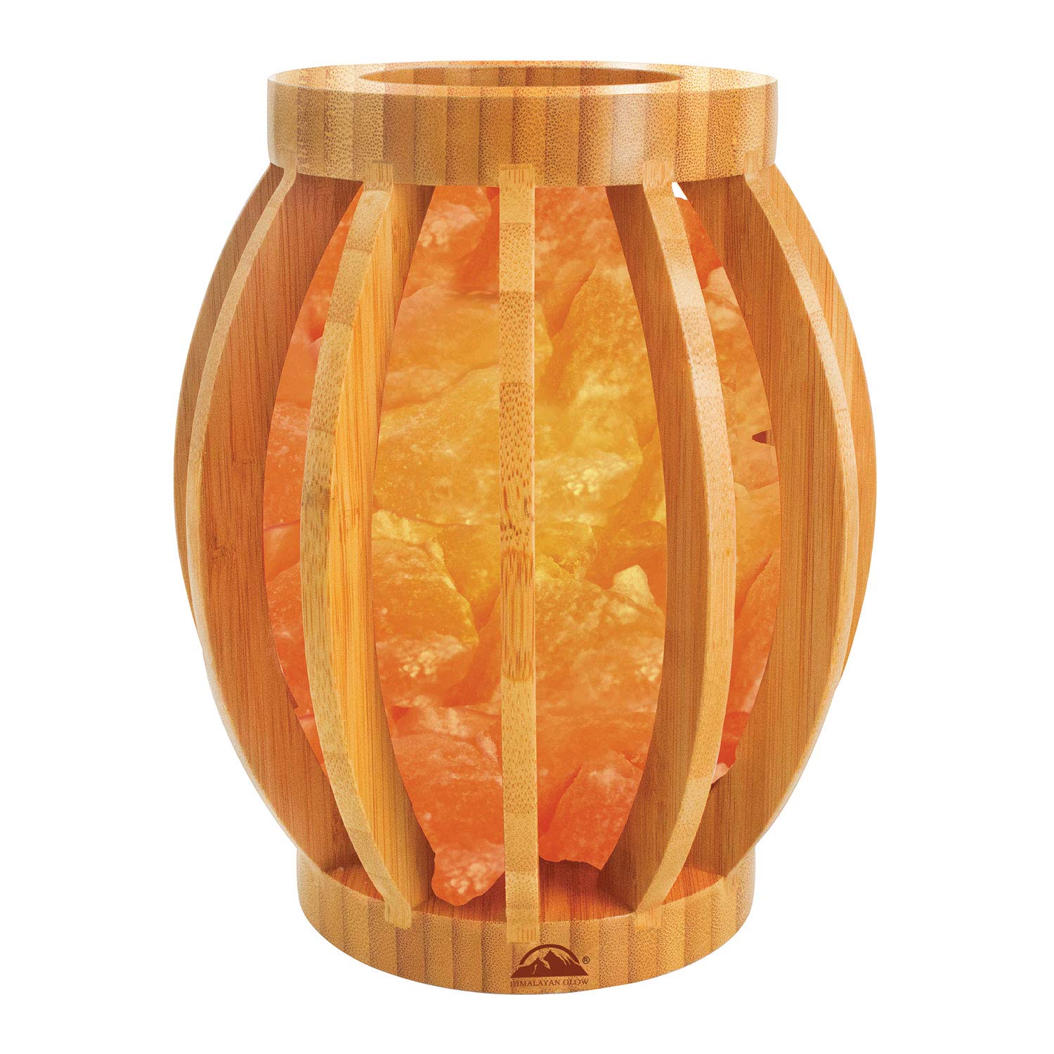 Himalayan Glow 1348 Basket Crystal Pink Salt Lamp - 5-7 lbs, ETL Certified, with Dimmer Switch & Nightlight Bulb | Natural Bamboo Base for Home Decor, Relaxation, Meditation & Ideal Gift