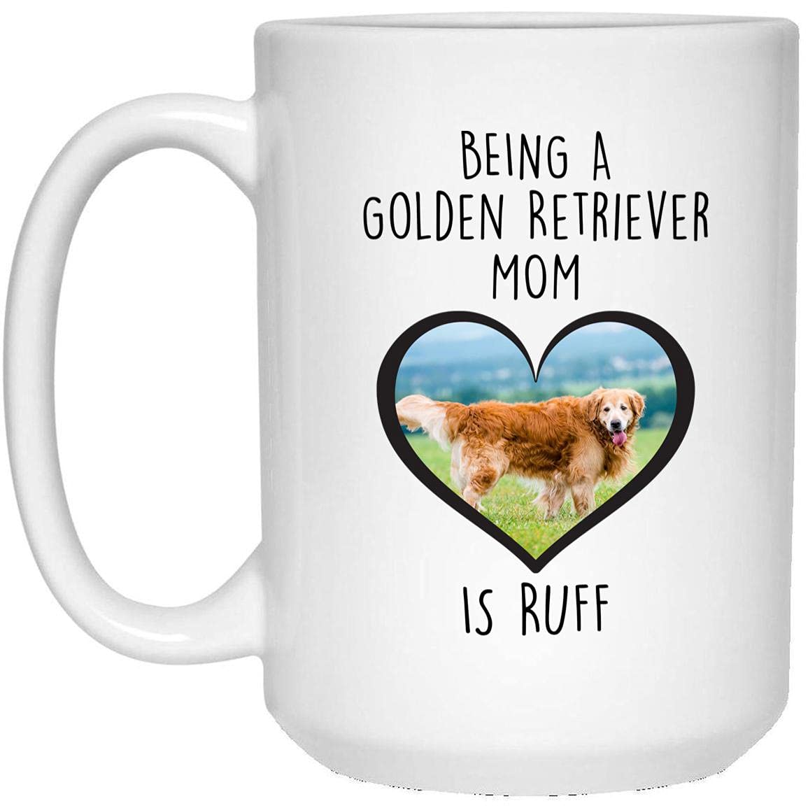 Funny Golden Retriever Dog Mom Coffee Mug - Personalized Photo Gift for Women - 15oz White Ceramic Mug - Perfect Christmas 2024 Gift for Dog Lovers - Great for Coffee, Tea & Office Use