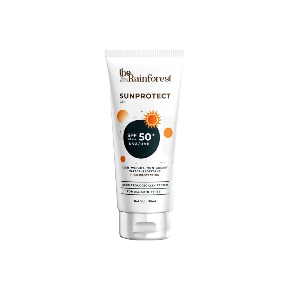 Rainforest Sunprotect SPF 50 Sunscreen Gel - Broad Spectrum UVA/UVB Protection, Water Resistant, Lightweight Formula for Face & Body - Perfect for Beach, Pool & Outdoor Activities