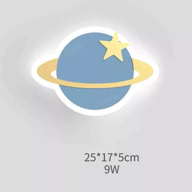 Rocket Moon Star Wall Lamp - LED Night Light for Kids Room, Nursery & Bedroom Decor - Space Themed Lighting for Children's Bedroom, Playroom & Baby Room