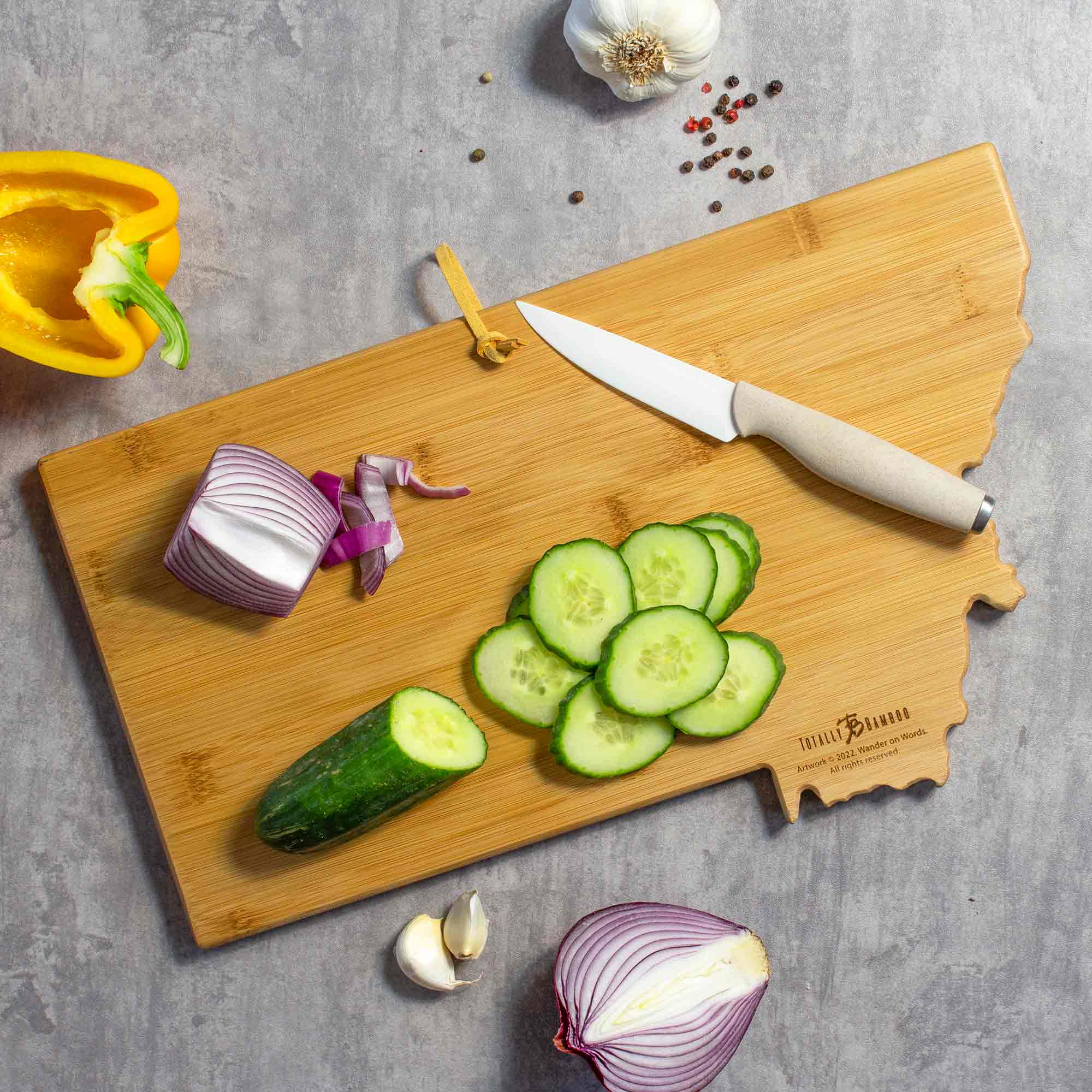 Montana Wood Cutting Board with Handcrafted Artwork by Wander on Words™ - Perfect for Kitchen, Dining & Home Decor