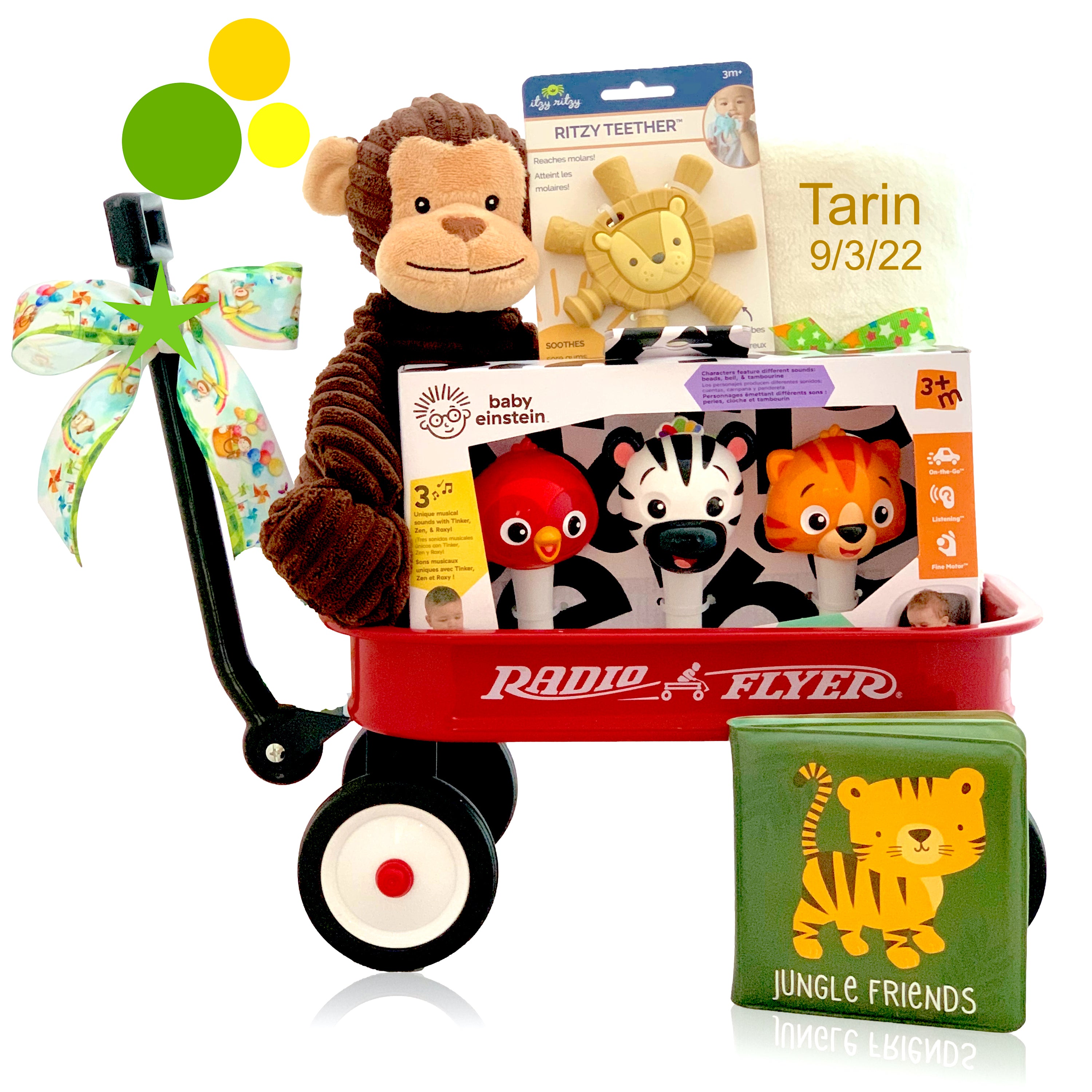 Jammin' Jungle Monkey Wagon Toy for Kids - Fun Pull Along Ride On Toy with Sounds & Lights - Perfect for Indoor Play, Outdoor Adventures & Birthday Gifts