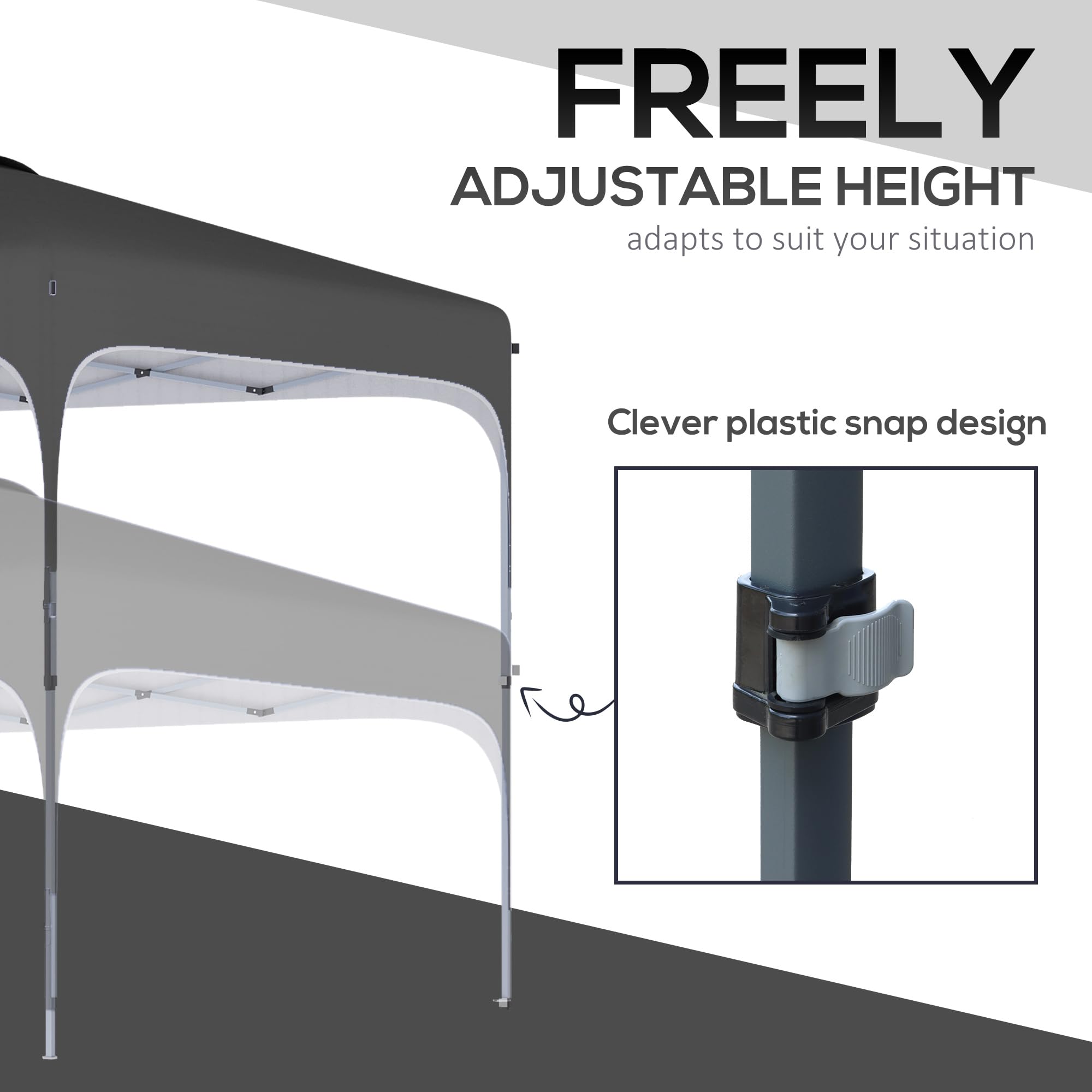 Outsunny 8' x 8' Pop Up Canopy Tent with Wheeled Carry Bag & 4 Sand Bags - Instant Sun Shelter for Outdoor Parties, Camping, Beach, Backyard, Garden & Patio - Adjustable Height Black Canopy Tent