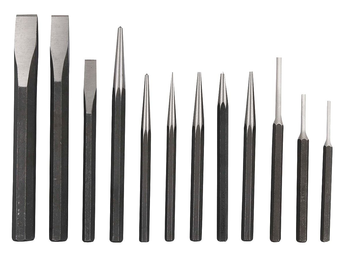 12-Piece Punch and Chisel Set for Woodworking & Metalworking - Professional Steel Tools for DIY, Crafting, and Home Repairs - Perfect for Carving, Engraving, and Construction Projects