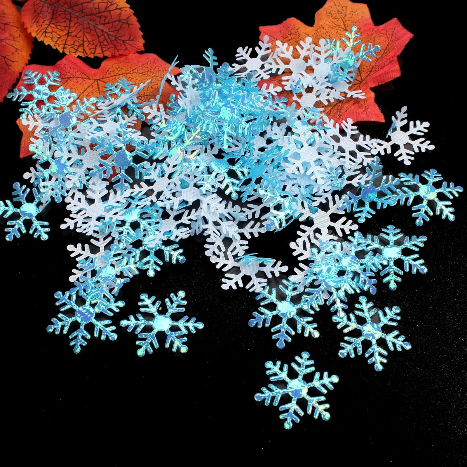 300Pcs Blue Snowflake Confetti - Winter Christmas Party Decorations for Wedding, Birthday, Holiday & Table Scatter (0.79