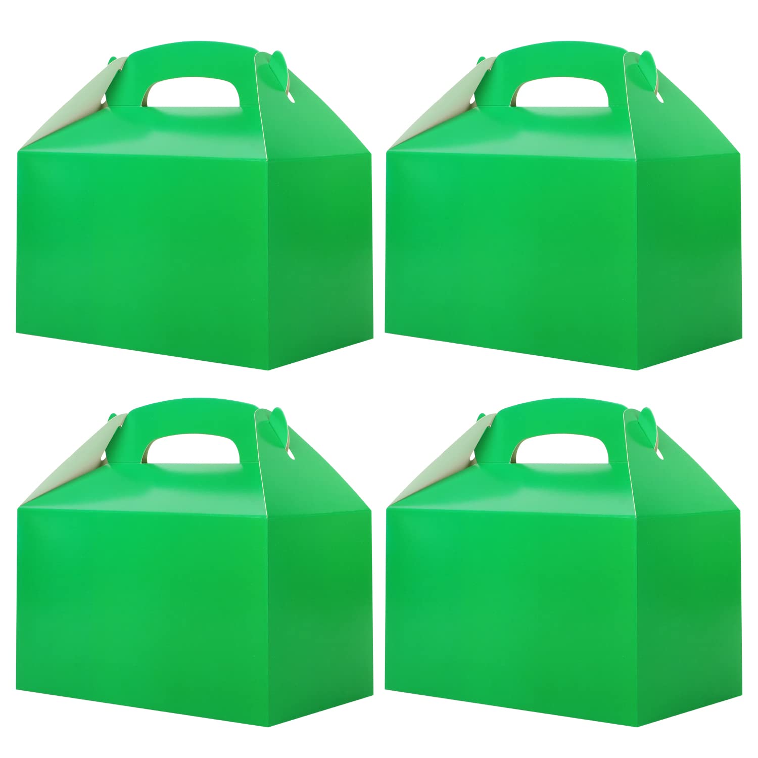24-Pack Green Party Favor Treat Boxes with Handles - Eco-Friendly Candy Cake Gift Boxes for Jungle Forest Birthday, Baby Shower, Wedding & St. Patrick's Day Party Decorations - Perfect for Snack Goodies and Party Favors