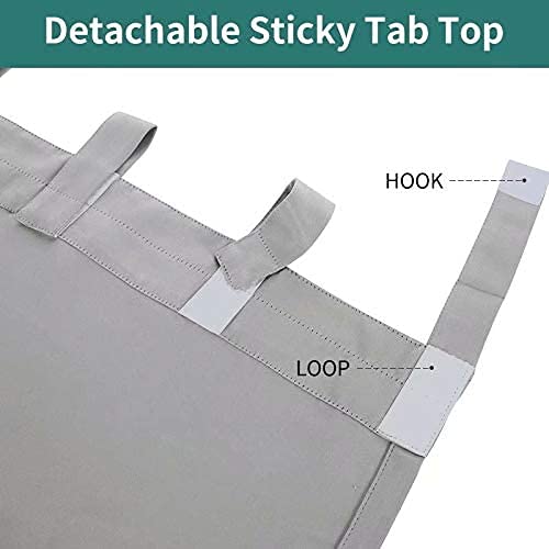 LORDTEX Waterproof Blackout Curtains 100x120 Inch - Thermal Insulated Sun Blocking Patio Curtains with Detachable Sticky Tab Top for Porch, Pergola, Outdoor & Indoor Use (2 Panels, Veridian Grey) - Perfect for Sun Protection, Privacy & Temperature Control in Living Rooms, Bedrooms & Outdoor Spaces