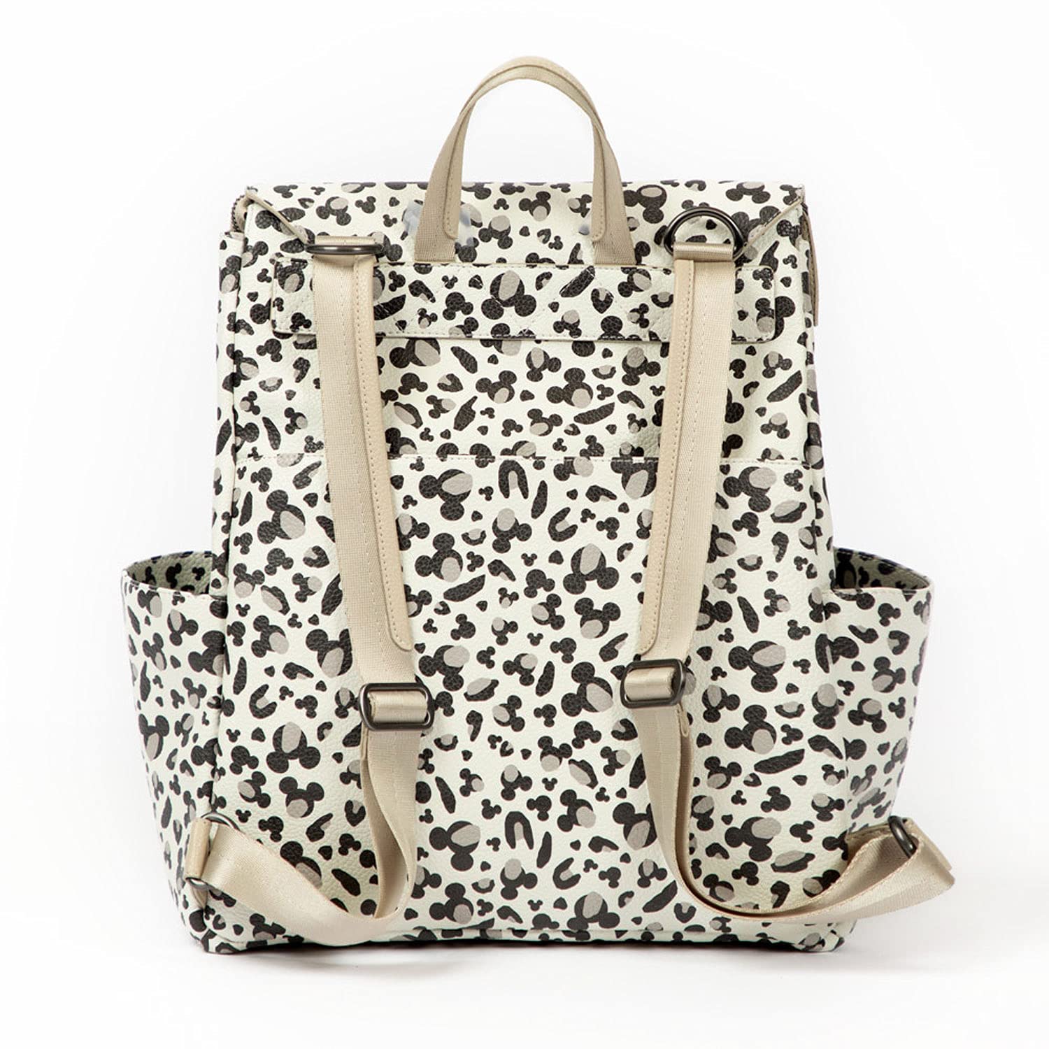 Freshly Picked Classic Diaper Bag Backpack - Waterproof Vegan Leather with Changing Pad & Convertible Design (Mickey Leopard Print) - Perfect for Baby Essentials, Travel & On-the-Go Parents