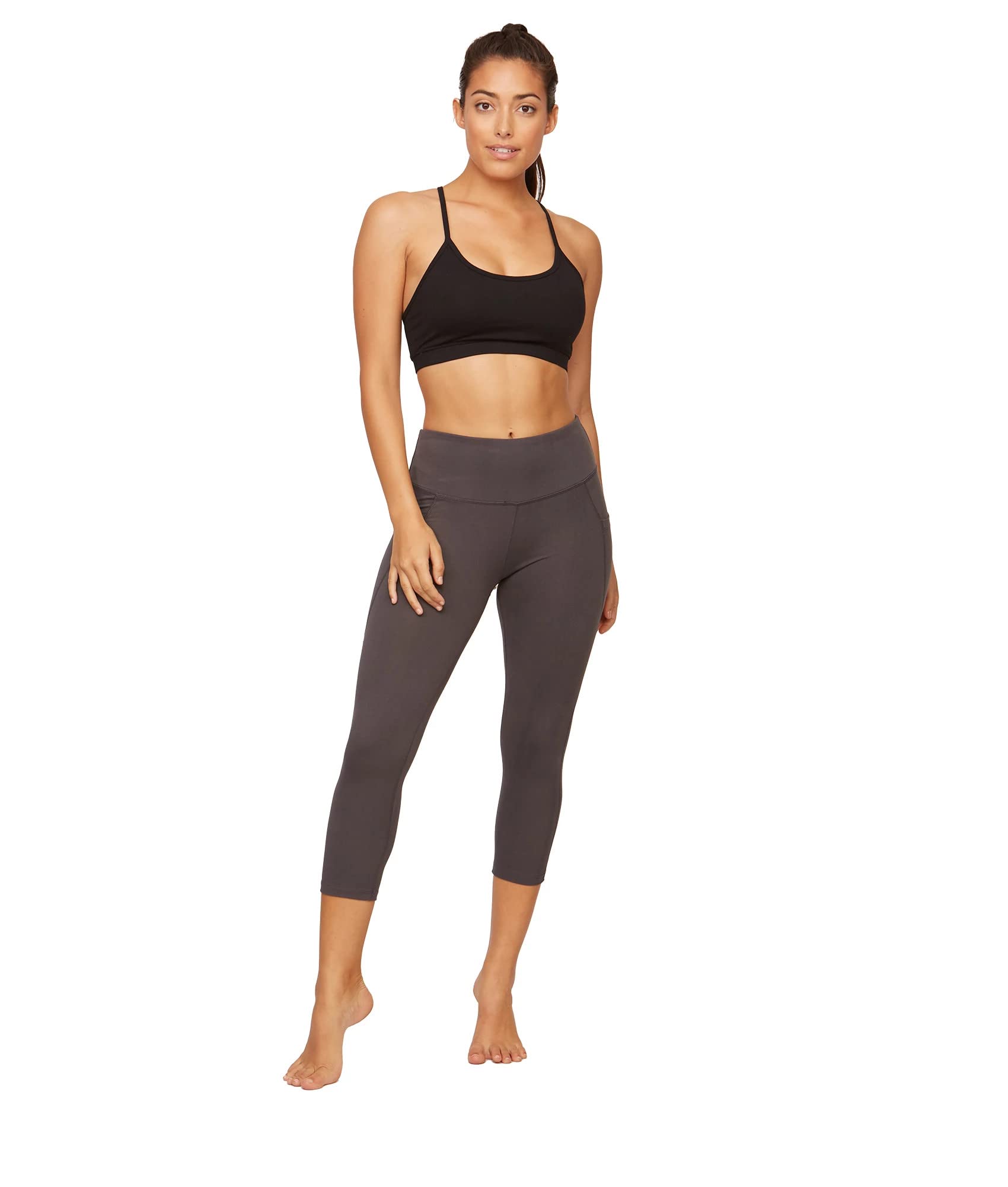 COLOSSEUM Active Women's Nadia High Rise Spandex Blend Capri Legging with Pockets - Perfect for Yoga, Running & Gym Workouts