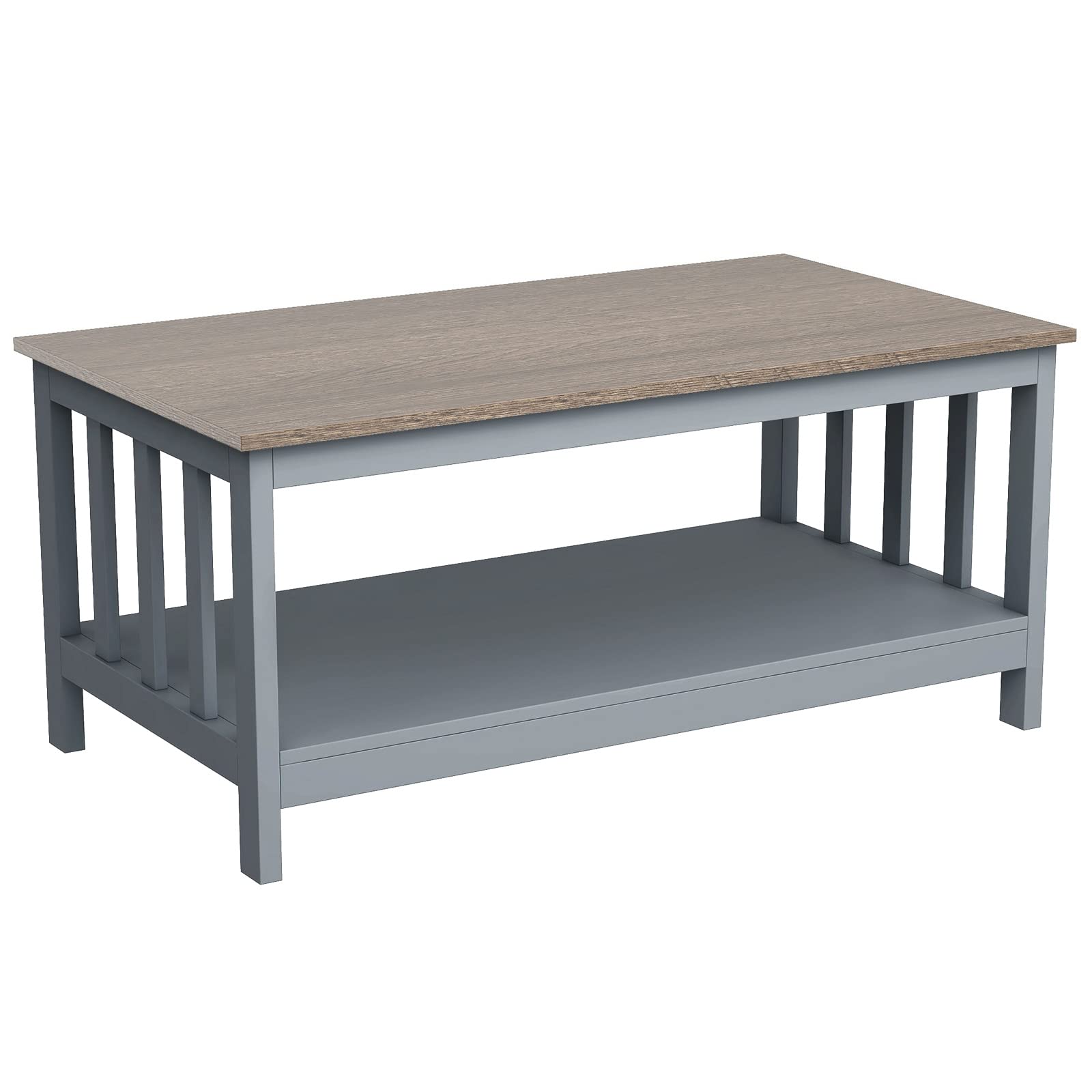 ChooChoo Grey Coffee Table with Shelf - 40 Inch Modern Living Room Furniture for Small Spaces, Home Decor & Storage Solutions | Perfect for Apartments, Studios & Cozy Living Areas