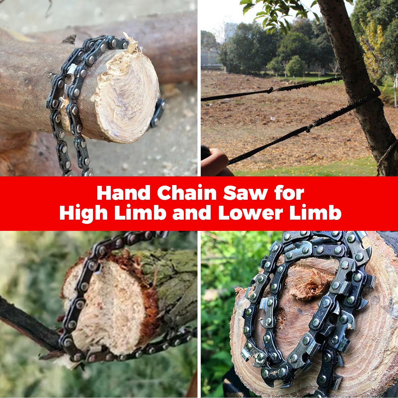 53 Inch High Reach Rope Saw with 68 Teeth - Folding Tree Limb Chainsaw for Trimming, Gardening & Camping | Portable Hand Chainsaw for Cutting Branches, Pruning Trees & Outdoor Survival Tools